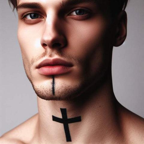 Cross tattoo done on Liam Payne's neck.